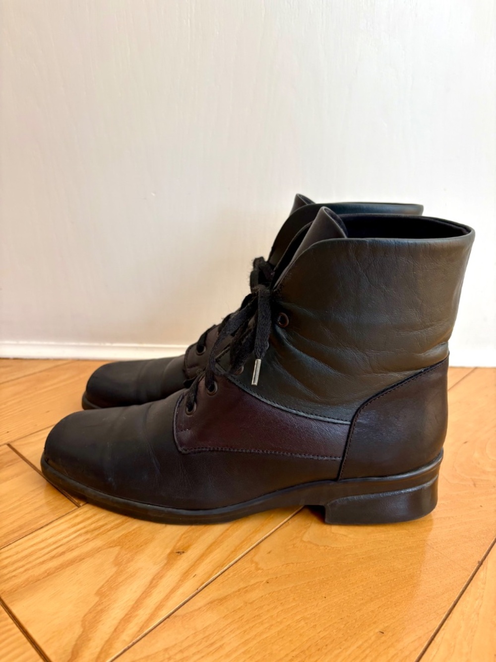Vintage 90s Naturalizer Colorblock Leather Ankle Boots Dark Academia Whimsigoth